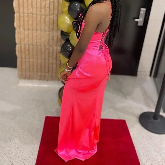 Vibrant Pink Satin Maxi Skirt - Picture 3 of 5